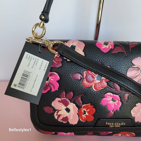 KATE SPADE Hudson Fall Poppies Pebbled Leather Medium Flap Convertible Shoulder⭐ - Picture 16 of 16